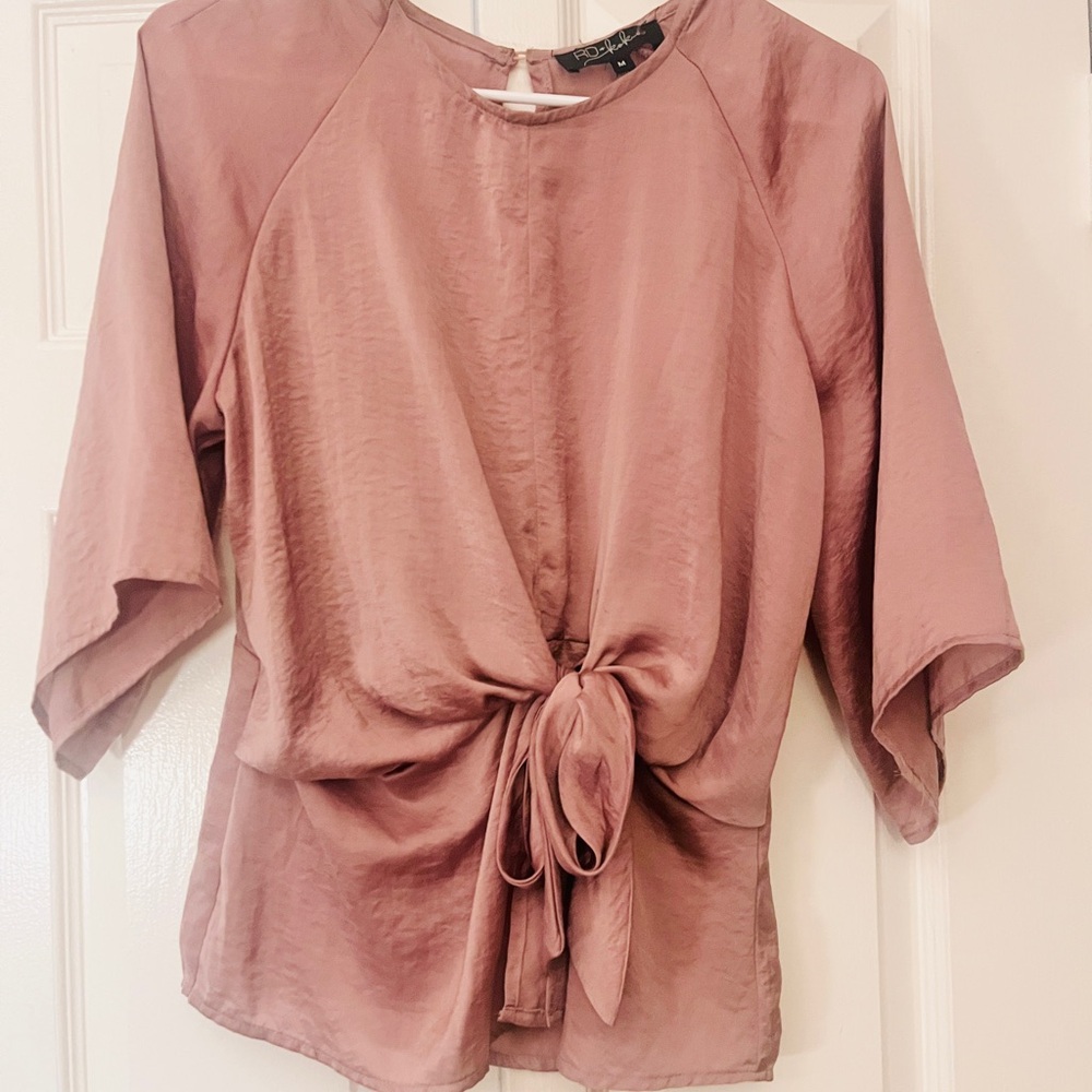 RD Style Dusty Rose Tie-Front Blouse